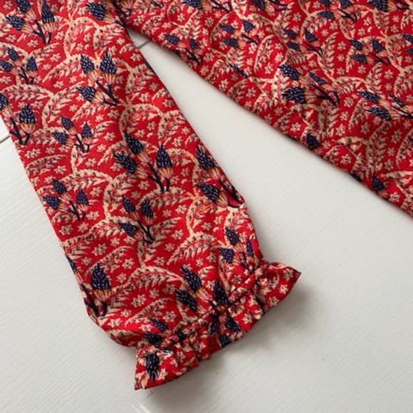 See U Soon Midi Floral Long Sleeve Dress Ruffle Collar Sleeves Size M - Picture 9 of 14